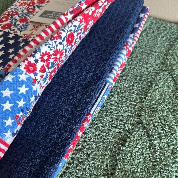 The Farmhouse By Rachel Ashwell Kitchen Towels Patriotic Americana Red Blue Star - Picture 2 of 8